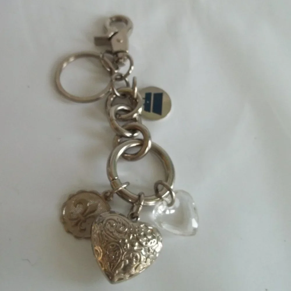 Kathy Van Zeelan Puffed Heart Key Ring Chain Charms Claw Clasp
